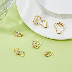 6 Stück 6 Stile Messing Micro Pave klare Zirkonia Schraubkarabiner Verschluss Charms&nbsp;KK-DC0005-06