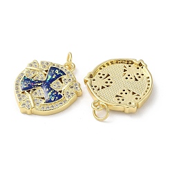 Pendenti in zirconi cubici trasparenti in micro pavè di ottone&nbsp;KK-C045-28G