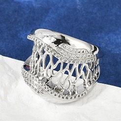 Anillos abiertos de circonita cúbica transparente con micro pavé de latón para mujer&nbsp;RJEW-A059-05P