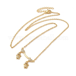 Halsketten mit Anhänger aus Messing mit Mikropflaster und klarem Zirkonia für Mädchen und Jungen zum Valentinstag&nbsp;LS-NJEW-K381-01A-G