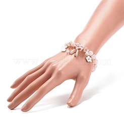 Stretch-Armband mit synthetischen Crackle-Quarzen und natürlichen gelben Jadeperlen&nbsp;BJEW-JB08527-01