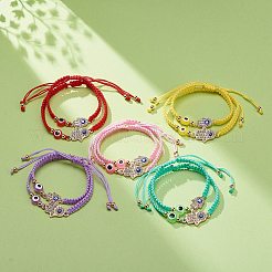 Cordon de fil de nylon réglable ensemble de bracelets de perles tressées doubles&nbsp;BJEW-JB08741