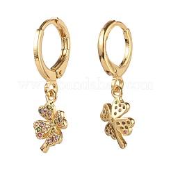 Orecchini a cerchio huggie in zirconi cubici micro pavè di ottone&nbsp;EJEW-JE04531-03