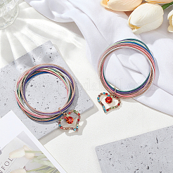 2 Stück Set aus mehrsträngigen Armbändern mit dehnbaren Eisenketten&nbsp;BJEW-BC0001-26