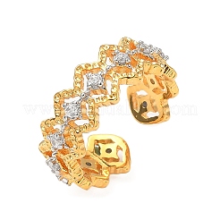 Manschettenringe aus Messing mit Mikropavé-Zirkonia für Damen&nbsp;RJEW-F185-03G