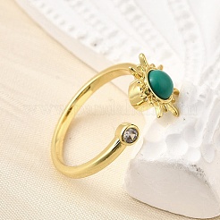 Offene Manschettenringe aus Messing mit Pavé-Zirkonia für Damen&nbsp;RJEW-U056-01G