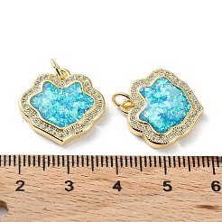 Porte micro ouvrent pendentifs zircone cubique en laiton de placage&nbsp;KK-C041-10G