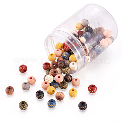 100pcs 10 couleurs de perles en bois naturel peintes&nbsp;WOOD-TA0001-59