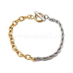 Bracelets bicolores en acier inoxydable 304&nbsp;BJEW-G786-01GP-01
