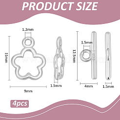 4 Stück 925 Sterlingsilber-Knebelverschlüsse&nbsp;STER-BC0003-11