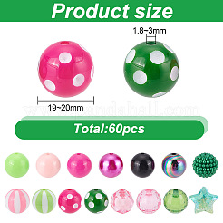 60 Stück Acrylperlen-Sets in 15 verschiedenen Stilen&nbsp;OACR-AR0001-16