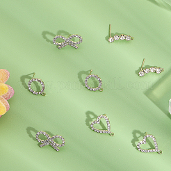 16 stücke 4 arten messing kristall strass stud ohrring finden&nbsp;KK-CA0002-31