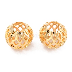 Perles de laiton creuses plaquées de longue durée&nbsp;KK-O133-002C-G