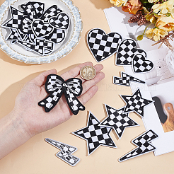 20 stücke 10 arten polyester glanz garn schwarz und weiß check stickerei tuch ornament zubehör&nbsp;DIY-PH0030-52