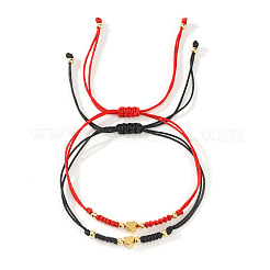 2 Stück 2 Farben 304 Edelstahl Herz Perlen geflochtenes Perlenarmband&nbsp;ZD8113-1