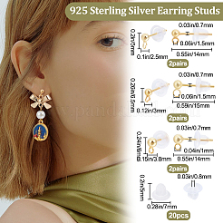 6 paire de 3 clous d'oreilles en argent sterling taille 925&nbsp;STER-BBC0001-63G