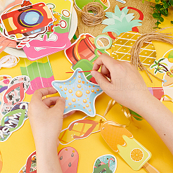 5 bolsa de 5 decoraciones colgantes de papel con temática de cumpleaños de verano y pancartas de banderas&nbsp;HJEW-GA0001-46