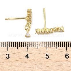 Latón micro pave aretes de circonita cúbica transparente&nbsp;EJEW-R016-26G-01