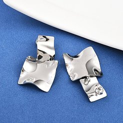Orecchini pendenti quadrati in acciaio inossidabile 304&nbsp;LS-EJEW-K268-79A-P