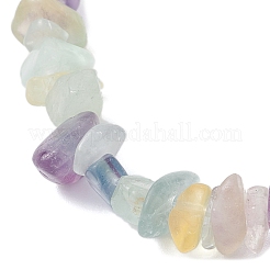 Braccialetti con ciondoli di perline rotonde e chip di fluorite naturale a forma di fiore&nbsp;BJEW-JB12310-01