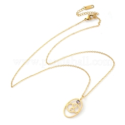 Collane a catena con ciondolo a dodici costellazioni in acciaio inossidabile 304 con zirconi cubici e rune per donna&nbsp;NJEW-B121-02G-04