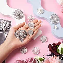 10 stücke 10 arten blume & herz & teardrop kristall strass broschen set&nbsp;JEWB-BY0001-04