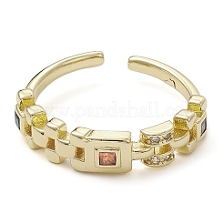 Placage en rack laiton micro pavé de zircone cubique anneaux de manchette ouverts&nbsp;RJEW-K257-23G