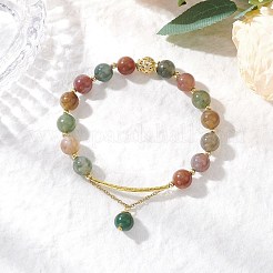 3 bracciale con perline rotonde in agata indiana naturale&nbsp;BJEW-JB11925