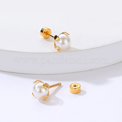 Elegantes pendientes de acero inoxidable 201 con perlas de imitación para mujer&nbsp;FV8306