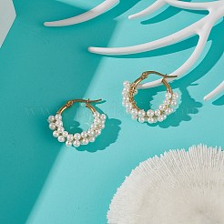 Orecchini a cerchio con perle di conchiglia&nbsp;EJEW-TA00173
