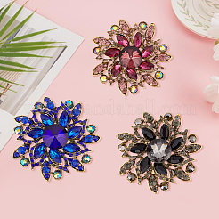 3 Stück Brosche mit Strass-Blume in 3 Farben.&nbsp;JEWB-FI0001-01