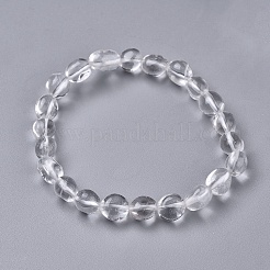 Natürliche Quarzkristallperle Stretcharmbänder&nbsp;BJEW-K213-28