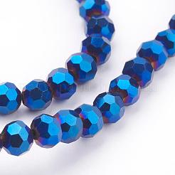 Chapelets de perles en verre électroplaqué&nbsp;X-EGLA-R042-4mm-01