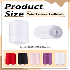5 rollo hilos poliéster 5 colores&nbsp;AJEW-LP0010-16A
