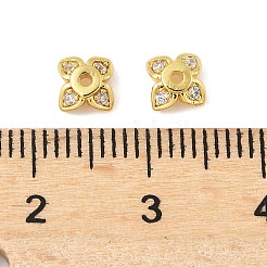 Capuchons de perles en zircone cubique transparent micro pave en laiton&nbsp;KK-V015-05G-01