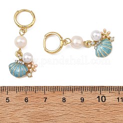 Ohrringe mit Hängeohrringen aus natürlichen Süßwasserzuchtperlen und Messing-Emaille für Damen&nbsp;EJEW-JE07268-02