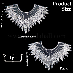 Kragenbesatz aus Polyester mit computerbesticktem Glitzer&nbsp;DIY-WH20002-206C