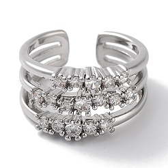 Micro ottone spianare anelli gemelli zirconi&nbsp;RJEW-G310-12P