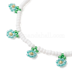 Braccialetti con ciondoli floreali in perline di vetro per donna&nbsp;BJEW-MZ00306-04