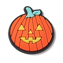 Halloween Theme PVC Cabochons, Pumpkin, Orange, 29.5x27.5x4mm