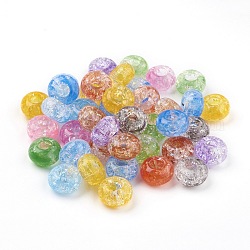 Perles en acrylique transparentes craquelées, Perles avec un grand trou   , rondelle, couleur mixte, 14x8mm, trou: 5.5 mm, environ 510 pcs / 500 g