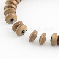 Electroplate Non-magnetic Synthetic Hematite Beads Strands, Heishi Beads, Flat Round/Disc, Copper Plated, 4x2mm, Hole: 1mm, about 198pcs/strand, 15.7 inch