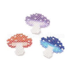 3pcs 3 couleurs perles de rocaille japonaises faites à la main, motif de tissage, champignons, couleur mixte, 23x25~26x2mm, 1 pc / couleur