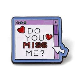 Valentinstag-Wort „Do You Miss Me“ und Herz-Emaille-Pins, Abzeichen aus schwarzer Legierung für Männer und Frauen, Medium Orchidee, 25x29x2 mm