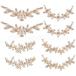 Beebeecraft 8Pcs 4 Styles Cubic Zirconia Links Plum Blossom Flower Connector Charms Floral Bracelet Necklace Connector for DIY Jewelry Making