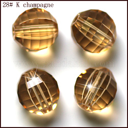Imitation Austrian Crystal Beads, Grade AAA, Faceted, Round, Gold, 10mm, Hole: 0.9~1mm