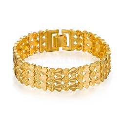 Bracelets de chaînes à maillons en laiton pour hommes, avec des fermoirs de bande de montre, cœur, véritable 24k plaqué or, 7/8 pouce (2.2 cm)
