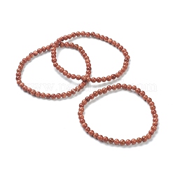 Синтетический голдстоуновские бисерные браслеты простирания, круглые, бусины : 4~5 мм, внутренний диаметр: 2-1/4 дюйм (5.65 см)