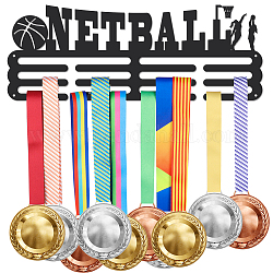 Eisen-Medaillen-Aufhänger-Display-Wandregal, 3-zeilig, mit Schrauben, Schwarz, Basketball, 400x150 mm