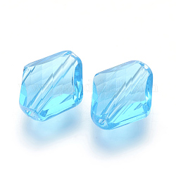Perles d'imitation cristal autrichien, grade AAA, facette, losange, lumière bleu ciel, 14~14.5x12x5~7mm, Trou: 0.9~1mm